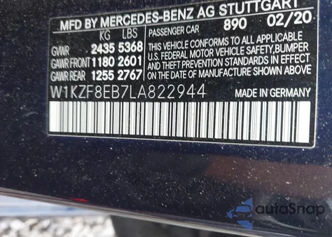 2020 Mercedes-Benz E 350 4Matic z USA, uszkodzony, nr VIN W1KZF8EB7LA822944